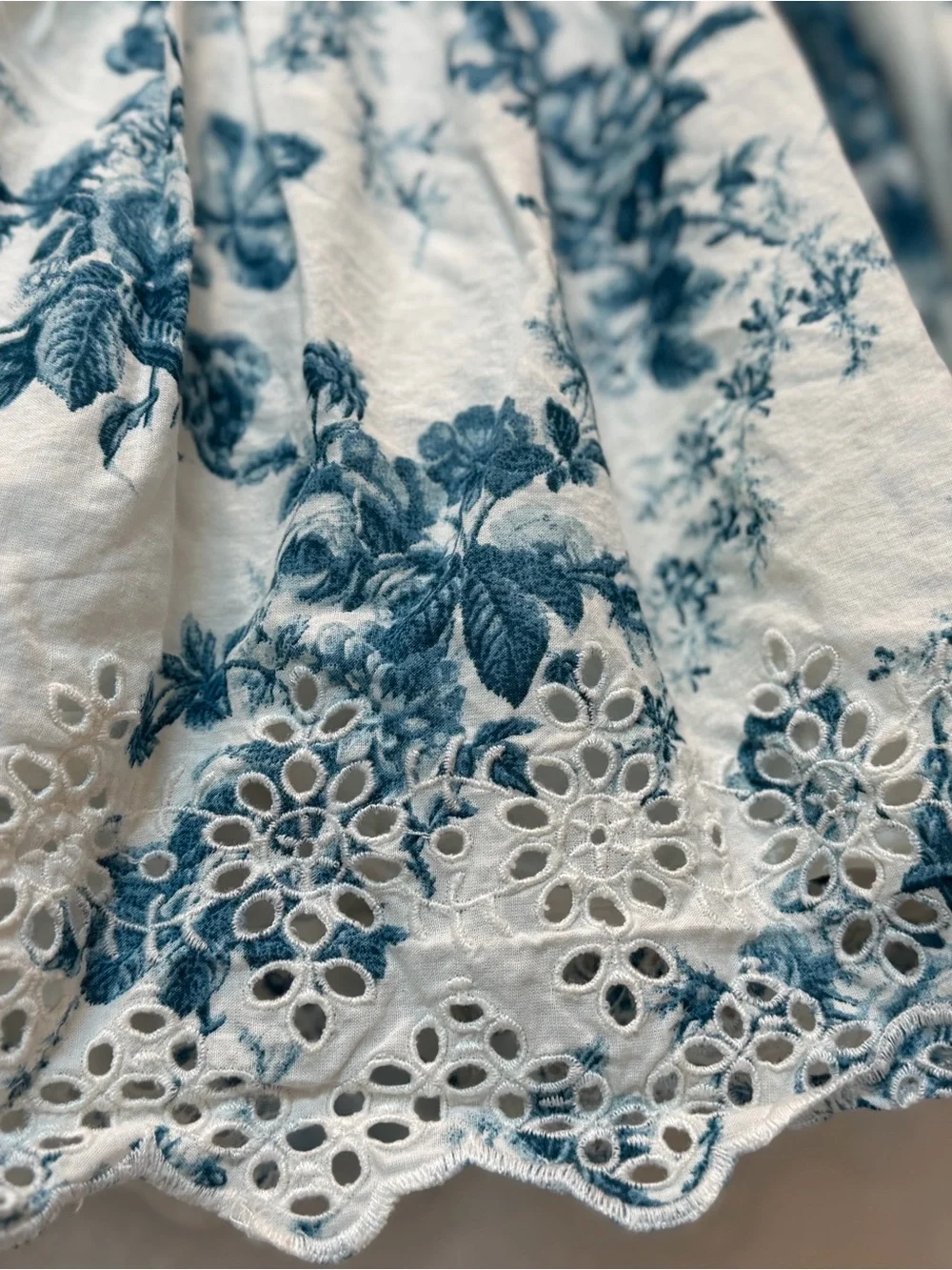 Gap x LoveShackFancy Blue Floral Eyelet Dress 3T